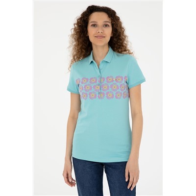 Kadın Mint Polo Yaka Tişört