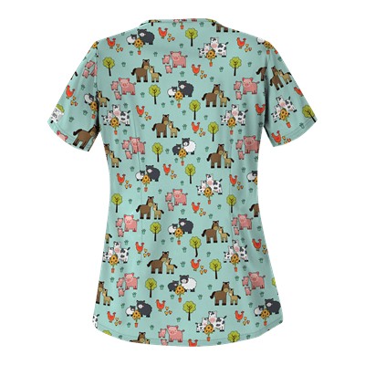 UA Country Time Cool Blue Print Scrub Top