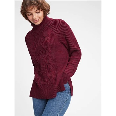 Cable-Knit Turtleneck Sweater