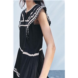 ZW COLLECTION CONTRAST EMBROIDERY DRESS