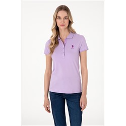 Kadın Lila Basic Polo Yaka Tişört