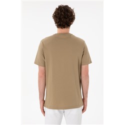 Erkek Regular Fit Bisiklet Yaka Haki Basic Tişört