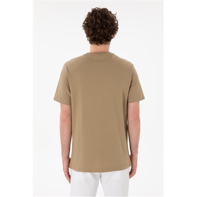 Erkek Regular Fit Bisiklet Yaka Haki Basic Tişört