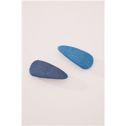 Pack 2 clips pelo denim azul
