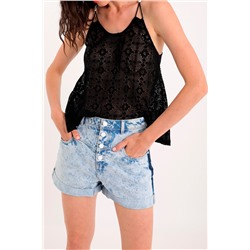 Top de guipur Negro