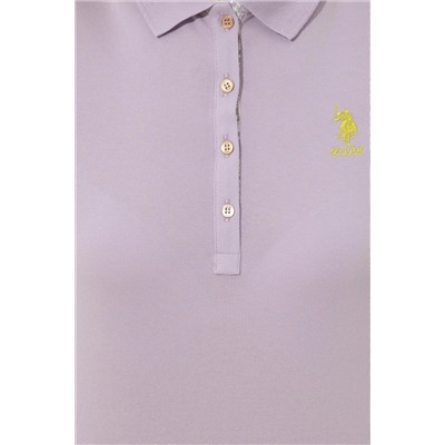 Kadın Lila Basic Polo Yaka Tişört