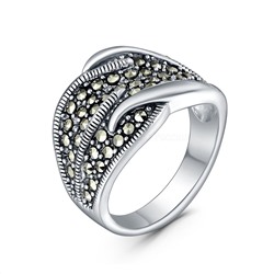 Серьги из чернёного серебра с марказитами 925 пробы HE1755-MAC-LK