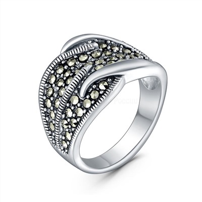 Серьги из чернёного серебра с марказитами 925 пробы HE1755-MAC-LK