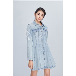 Vestido evasé vaquero Azul