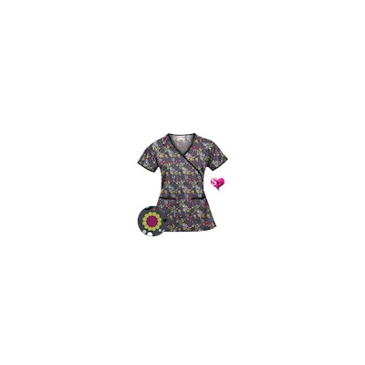 UA Mod Mix Pewter Print Mock Wrap Scrub Top