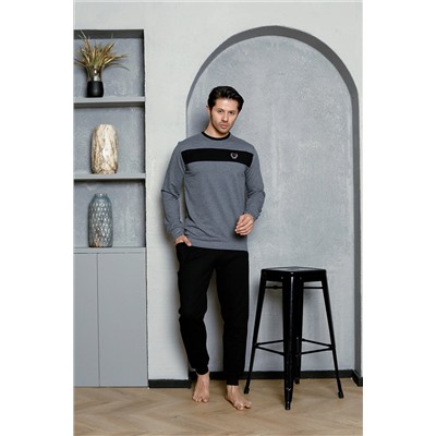 AHENGİM Erkek Pijama Takımı Iki Iplik Kol Paça Manşetli Pamuklu Mevsimlik M70142276 1-2-10001219