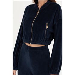 Kadın Lacivert V Yaka Sweatshirt