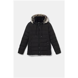 Chaqueta slim capucha pelo extraíble