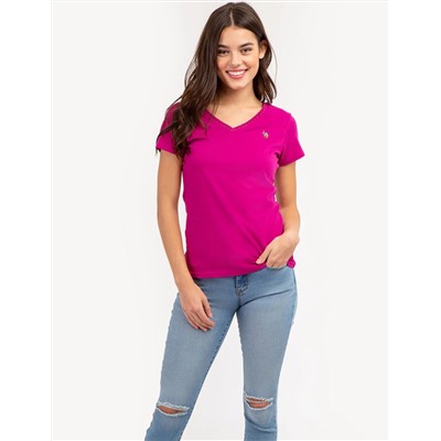SCALLOP TRIM V-NECK T-SHIRT