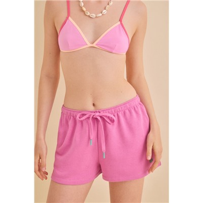 Pantalón corto felpa rosa