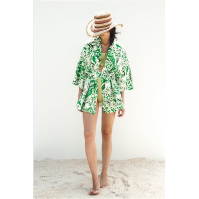 KIMONO ESTAMPADO CON LINO