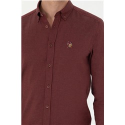 Erkek Bordo Uzun Kollu Basic Gömlek