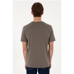 Erkek Regular Fit Bisiklet Yaka Vizon Basic Tişört