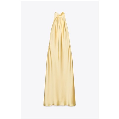 SATIN HALTER MIDI DRESS