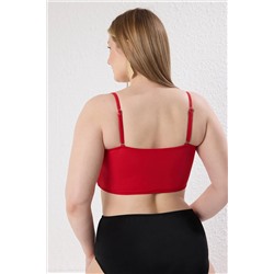 Kırmızı Straplez İp Askılı Büyük Beden Bikini Üstü TBBSS23CT00013