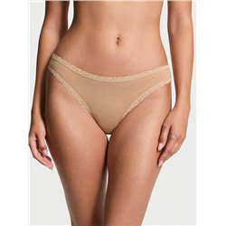Lace-Trim Cotton High-Leg Brief Panty
