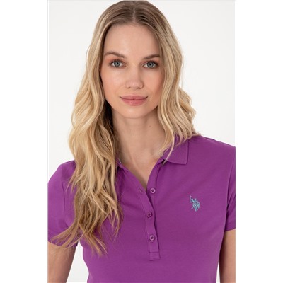 Kadın Menekşe Basic Polo Yaka Tişört