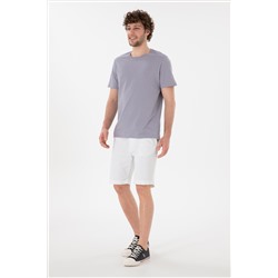 Erkek Regular Fit Bisiklet Yaka Gri Basic Tişört
