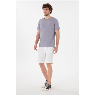Erkek Regular Fit Bisiklet Yaka Gri Basic Tişört