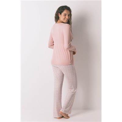 Pijama Capri "maternity" técnica canalé rosa