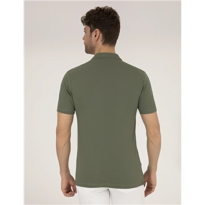 Haki Slim Fit  Polo Yaka Basic Tişört