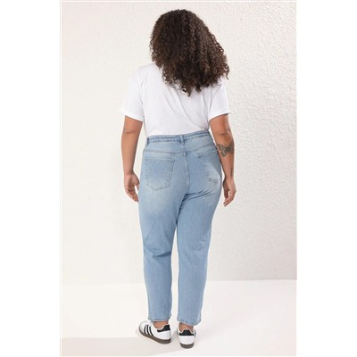 Mavi Yüksek Bel Comfort Mom Fit Büyük Beden Jeans TBBSS25CJ00004