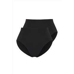 Siyah 2'li Paket Yüksek Bel Toparlayıcı Büyük Beden Külot TBBSS25CM00001