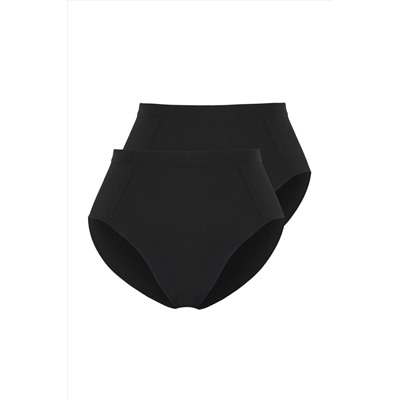 Siyah 2'li Paket Yüksek Bel Toparlayıcı Büyük Beden Külot TBBSS25CM00001