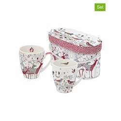 2er-Set: Jumbotassen "Scandic" in Weiß/ Rosa - 350 ml