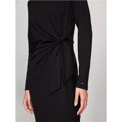 Long-Sleeve Knotted Stretch Dress