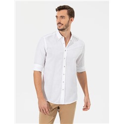 Beyaz Slim Fit Uzun Kollu Gömlek