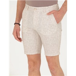 Bej Slim Fit Bermuda Şort