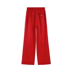Pantalón palazzo de tiro alto de seda - Rojo