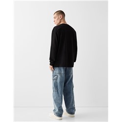 Faded dirty effect skater fit cargo jeans