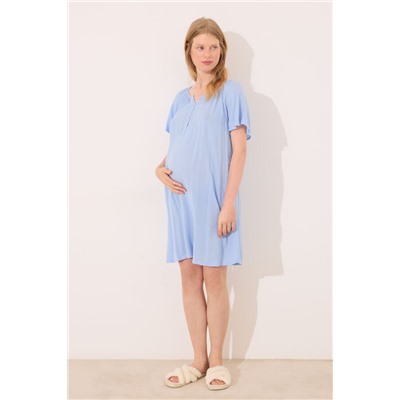 Camisón corto "maternity" viscosa azul
