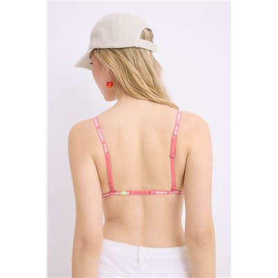Sujetador triangular algodón copas extraíbles rosa