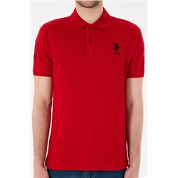 Erkek Slim Fit Polo Yaka Kırmızı Basic Tişört