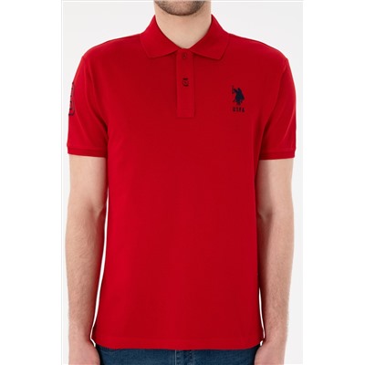 Erkek Slim Fit Polo Yaka Kırmızı Basic Tişört