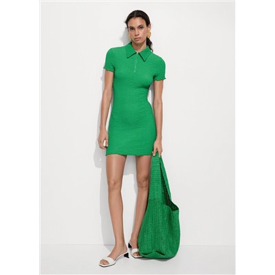 Vestido cuello polo textura