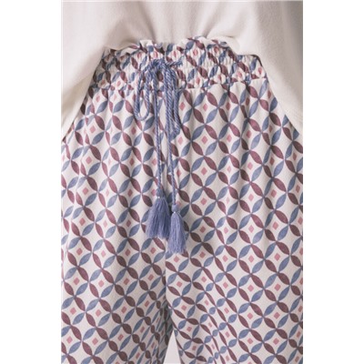 Pantalón largo ancho punto suave azul