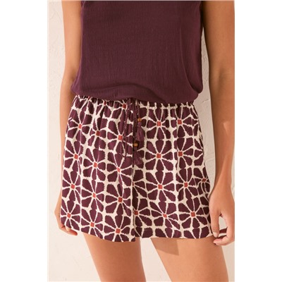 Pantalón corto viscosa estampado flores