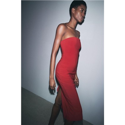 STRAPLESS CREPE DRESS