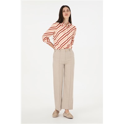 Kadın Kum Straight Fit Kanvas Pantolon