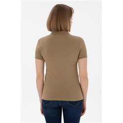 Kadın Haki Basic Polo Yaka Tişört