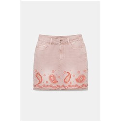 Falda corta vaquera paisley